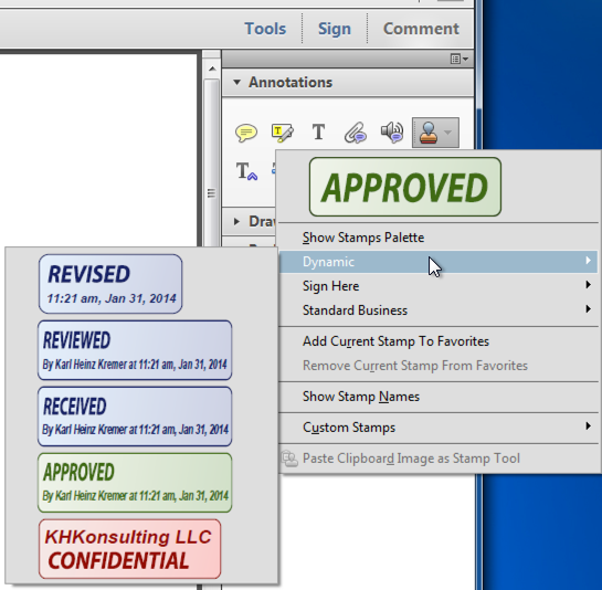 Modify Dynamic PDF Stamps in Acrobat KHKonsulting LLC