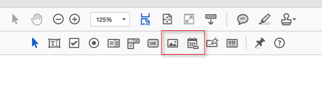 Two new icons on the Acrobat toolbar when editing PDF forms