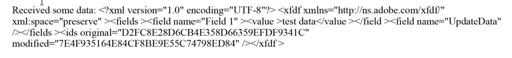 Screenshot of PDF document in Adobe Acrobat that shows XML code.